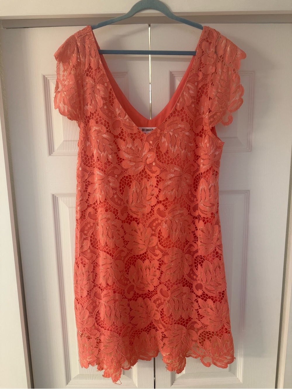 Coral Lace Cap-Sleeve Dress - Women